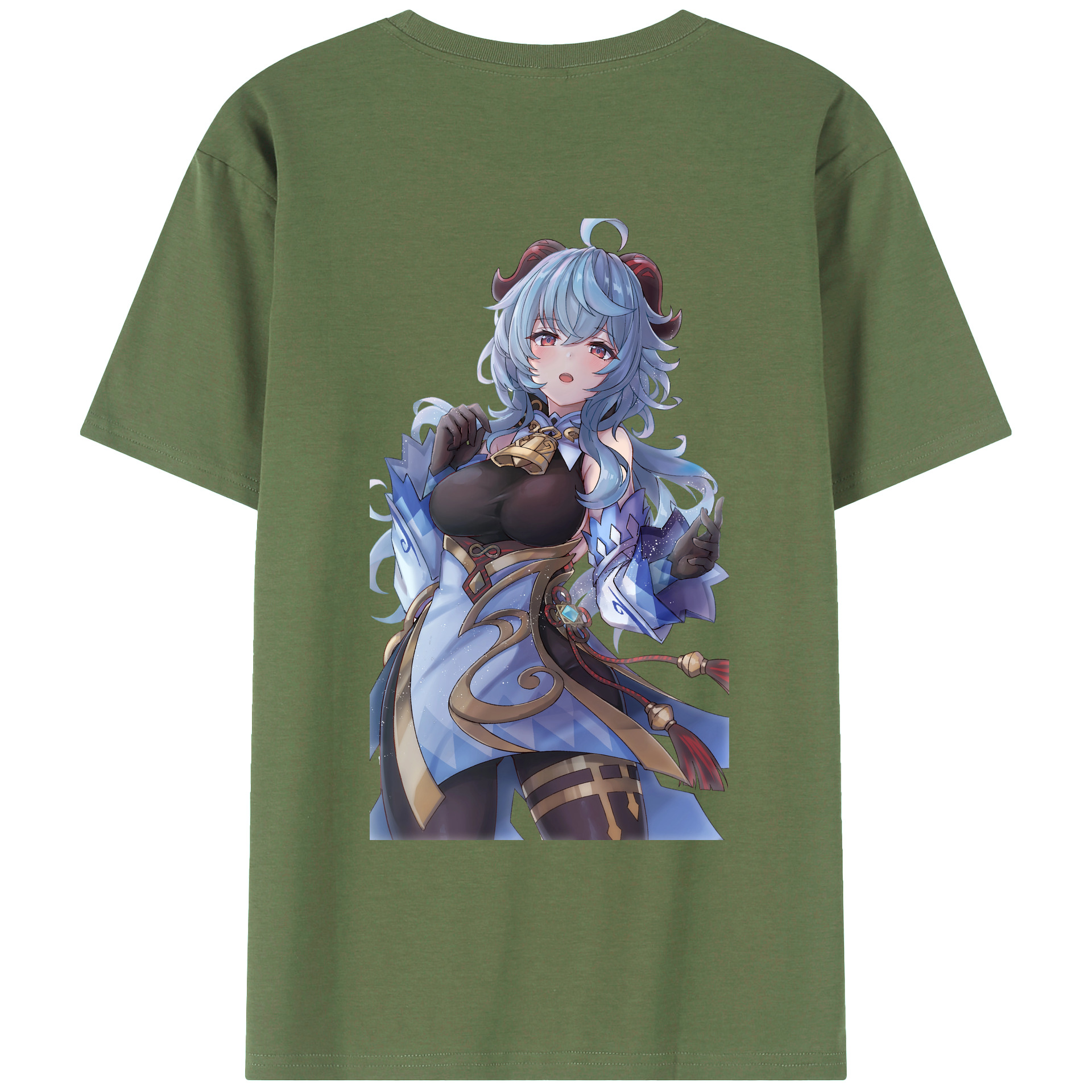 げんし神 甘雨 かんう genshin Ganyu 綿100％ メンズ半袖Tシャツ（バックプリント） 通気性